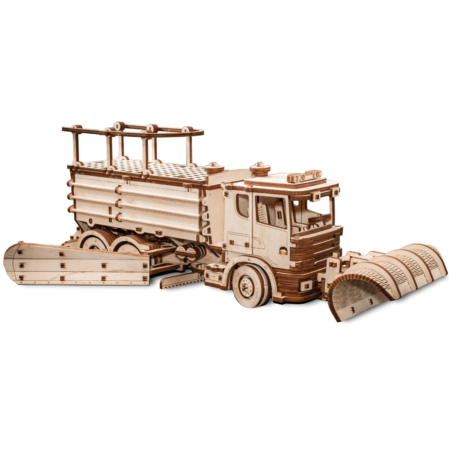 Mechanical Truck | Snowplow | Snowtruck-Mechanical Wooden Puzzle-Eco-Wood-Art--