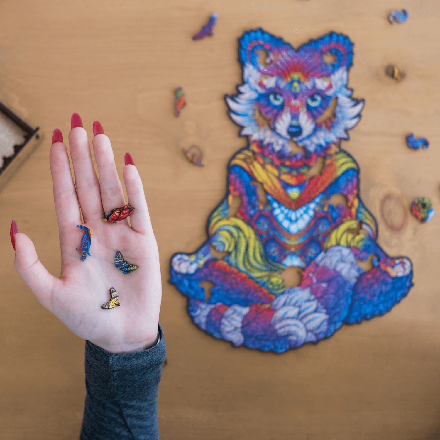 Meditating raccoon wooden puzzle-Unidragon--