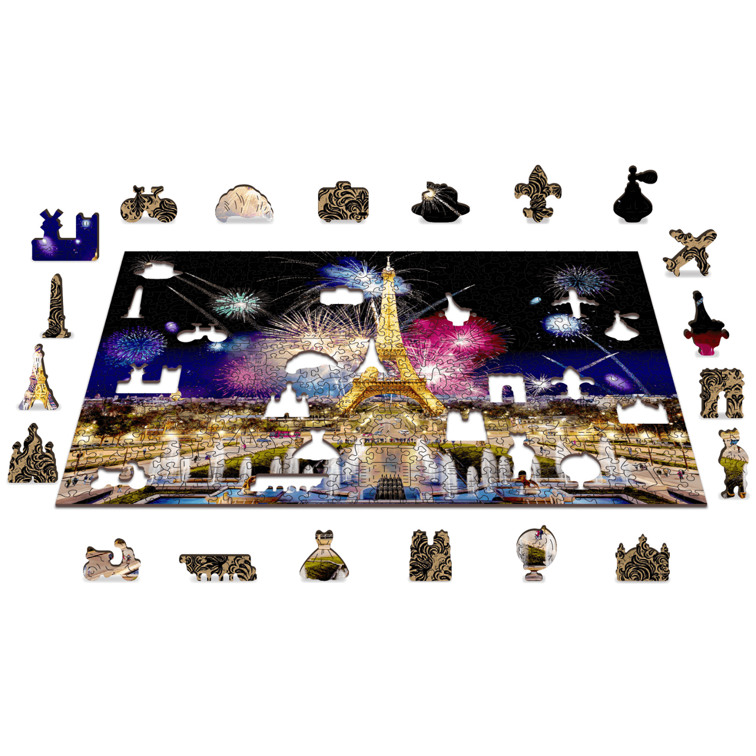 Paris bei Nacht Puzzle | Holz Puzzle 505-Holzpuzzle-WoodenCity--