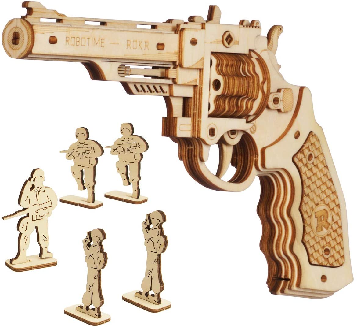 Wooden gun M60-Mechanical wooden puzzle-Robotime--