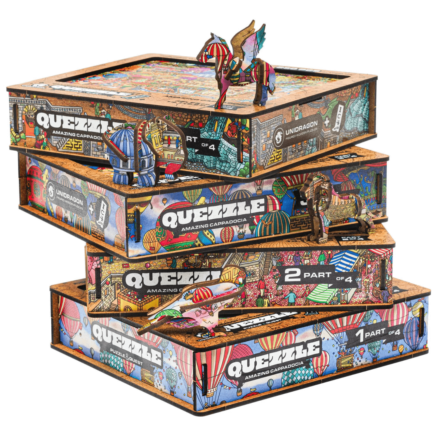 Quezzle | Erstaunliches Kappadokien-Holzpuzzle-Unidragon--