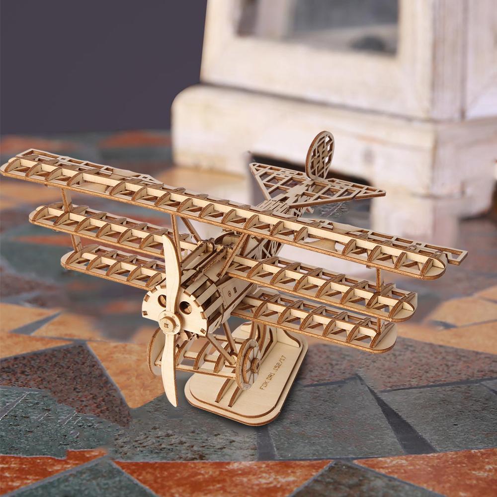 Vliegtuig Triplane-3D Puzzle-Robotime--