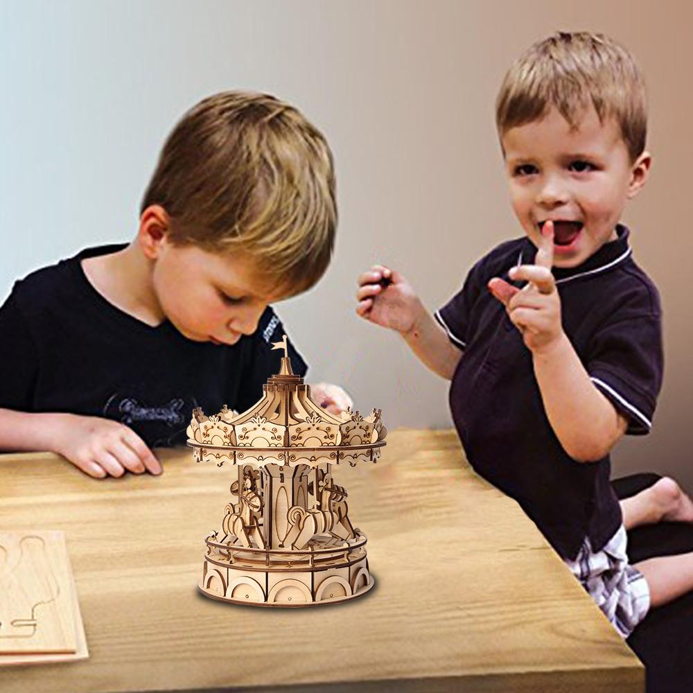 Karussell aus Holz als Puzzle-3D Puzzle-Robotime--