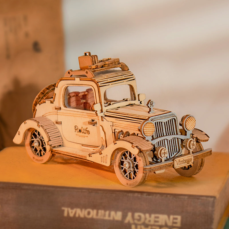 Vintage car with guitar-3D puzzle-Robotime--