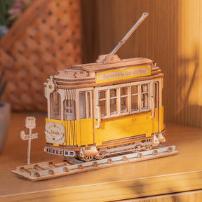 Retro style tram-3D Puzzle-Robotime--