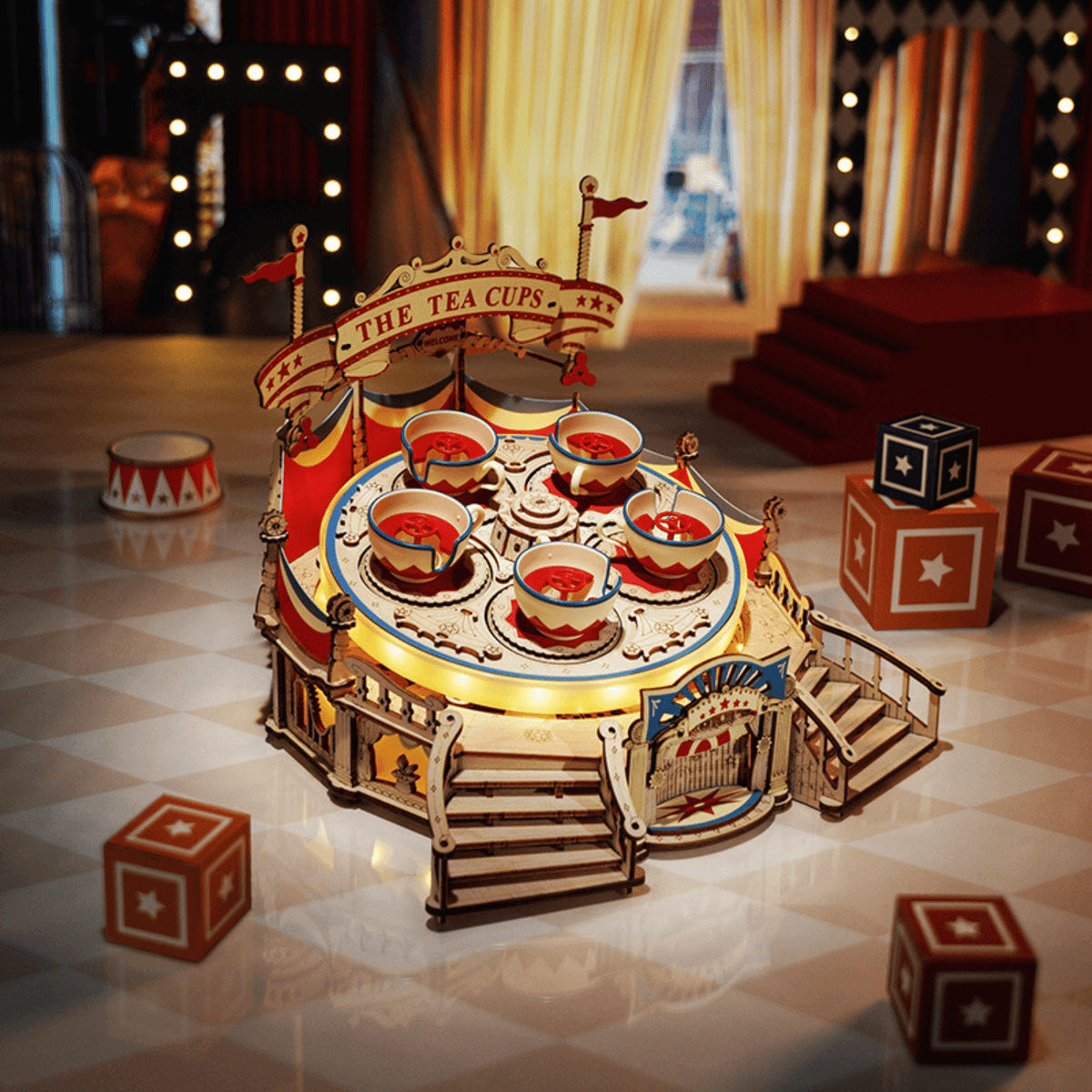 Cup Carousel | Fair | Rokr Mechanical Wooden Puzzle-Robotime--