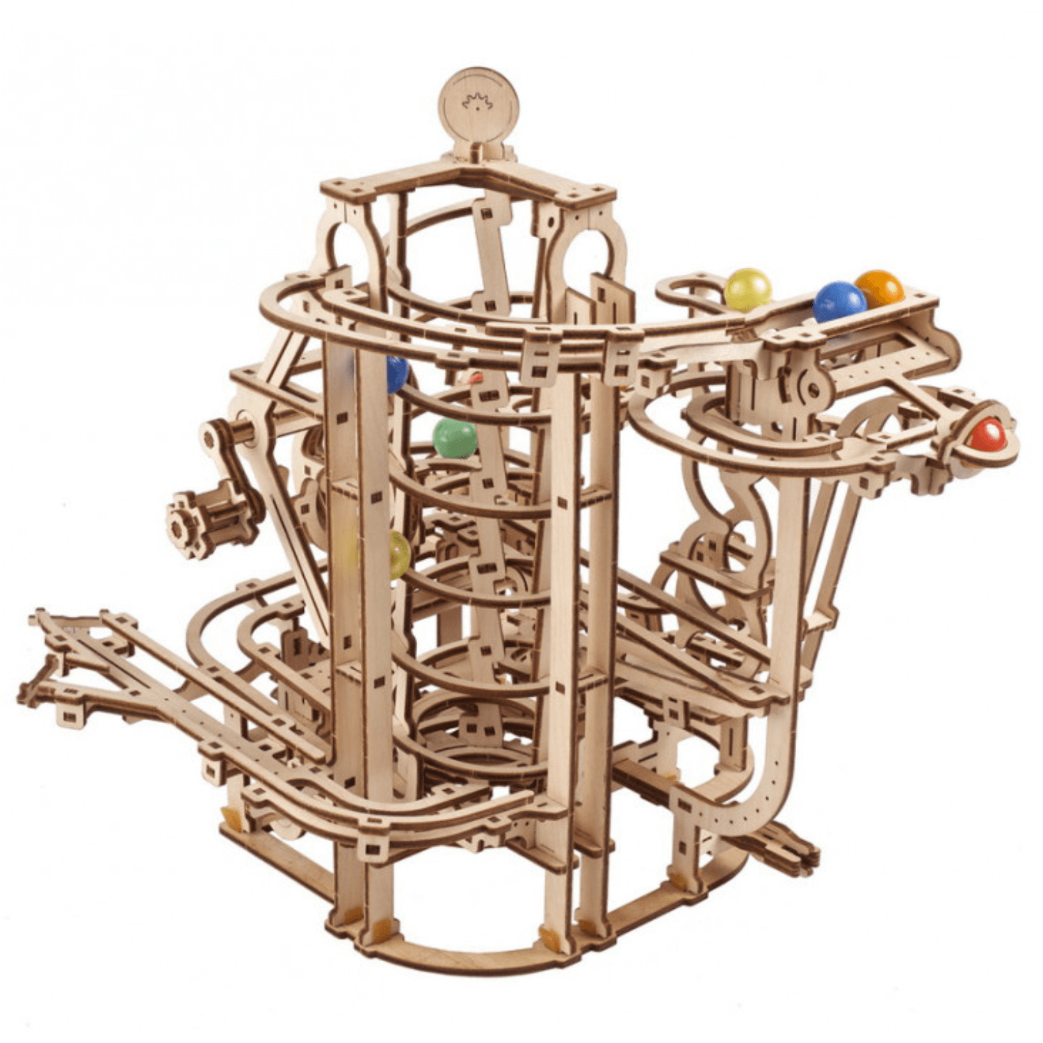 Piste à billes avec ascenseur en spirale-Puzzle mécanique en bois-Ugears--