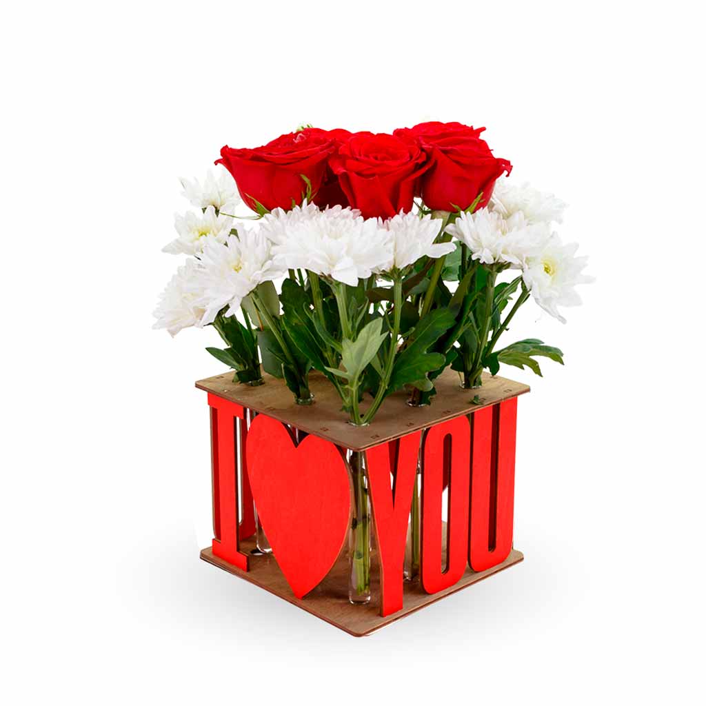 Vase décoratif avec différents motifs | Kit de construction en bois-3D Puzzle-Eco-Wood-Art-vase-love-you-ewa-4815123002840