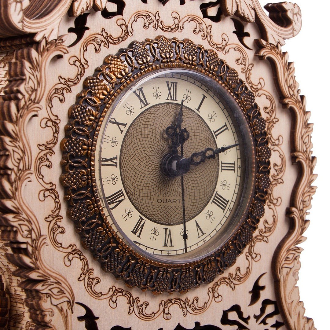Vintage Uhr-Mechanisches Holzpuzzle-WoodTrick--