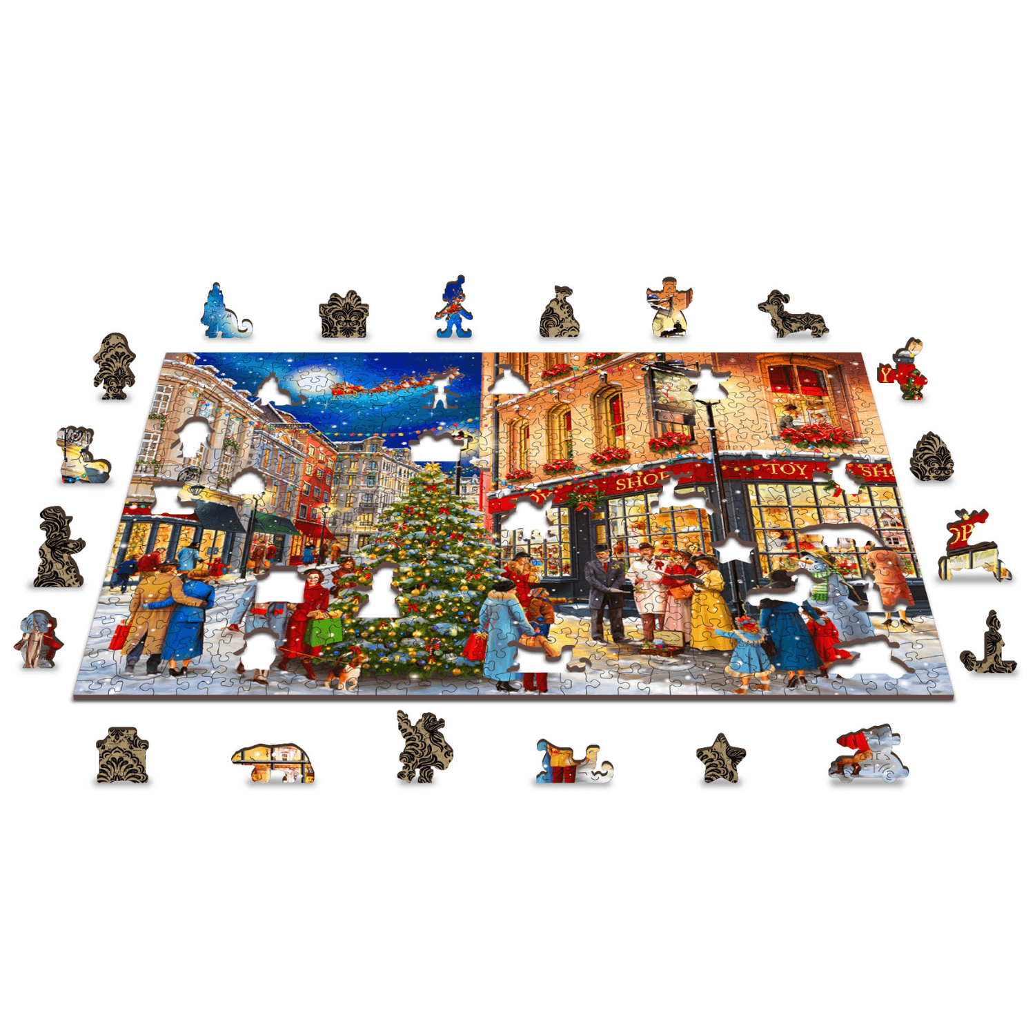 Weihnachtsstrasse Puzzle | Holz Puzzle 505-Holzpuzzle-WoodenCity--
