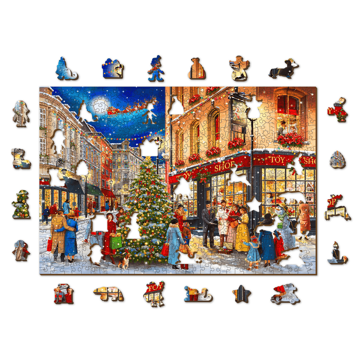 Puzzle de la rue de Noël | Puzzle en bois 505-Puzzle en bois-WoodenCity--