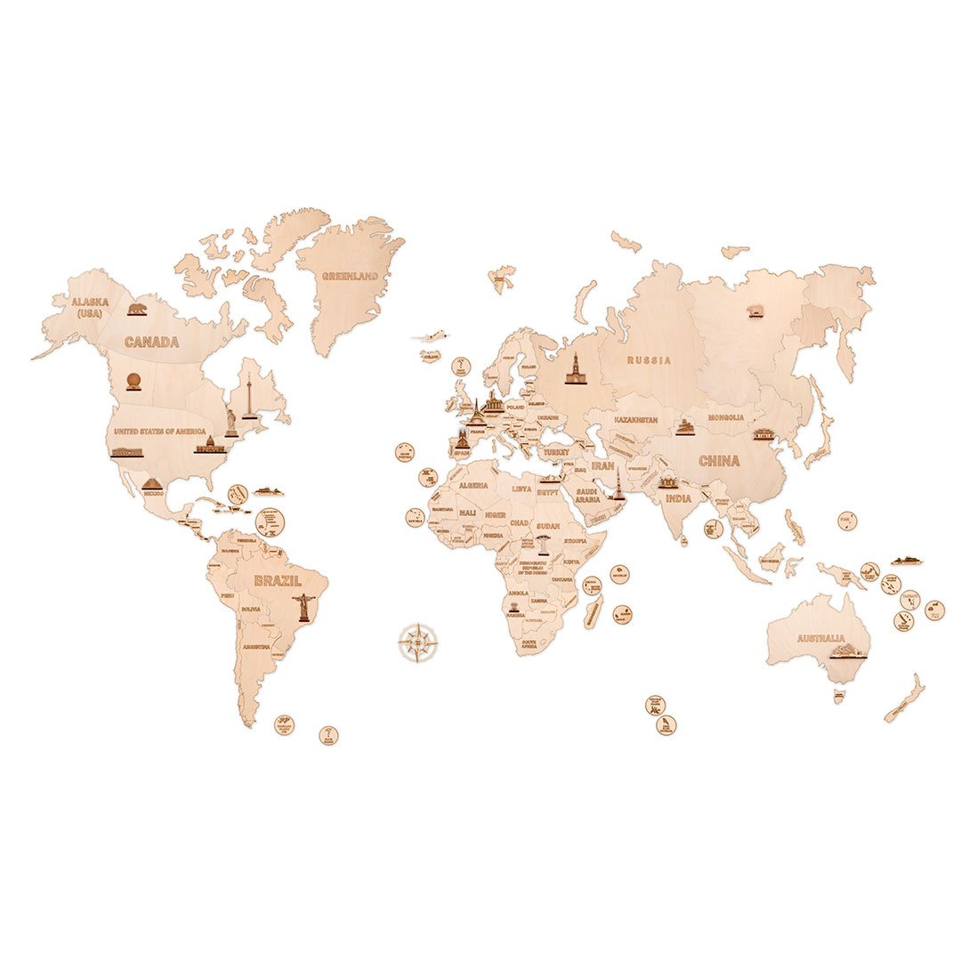 Weltkarte aus Holz-Mechanisches Holzpuzzle-WoodTrick--