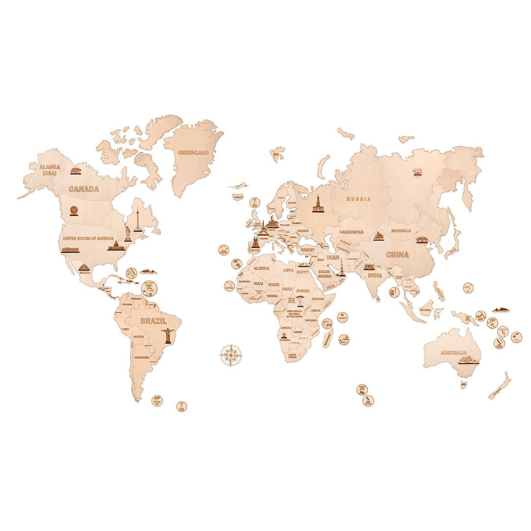 Puzzle en bois carte du monde pour enfant