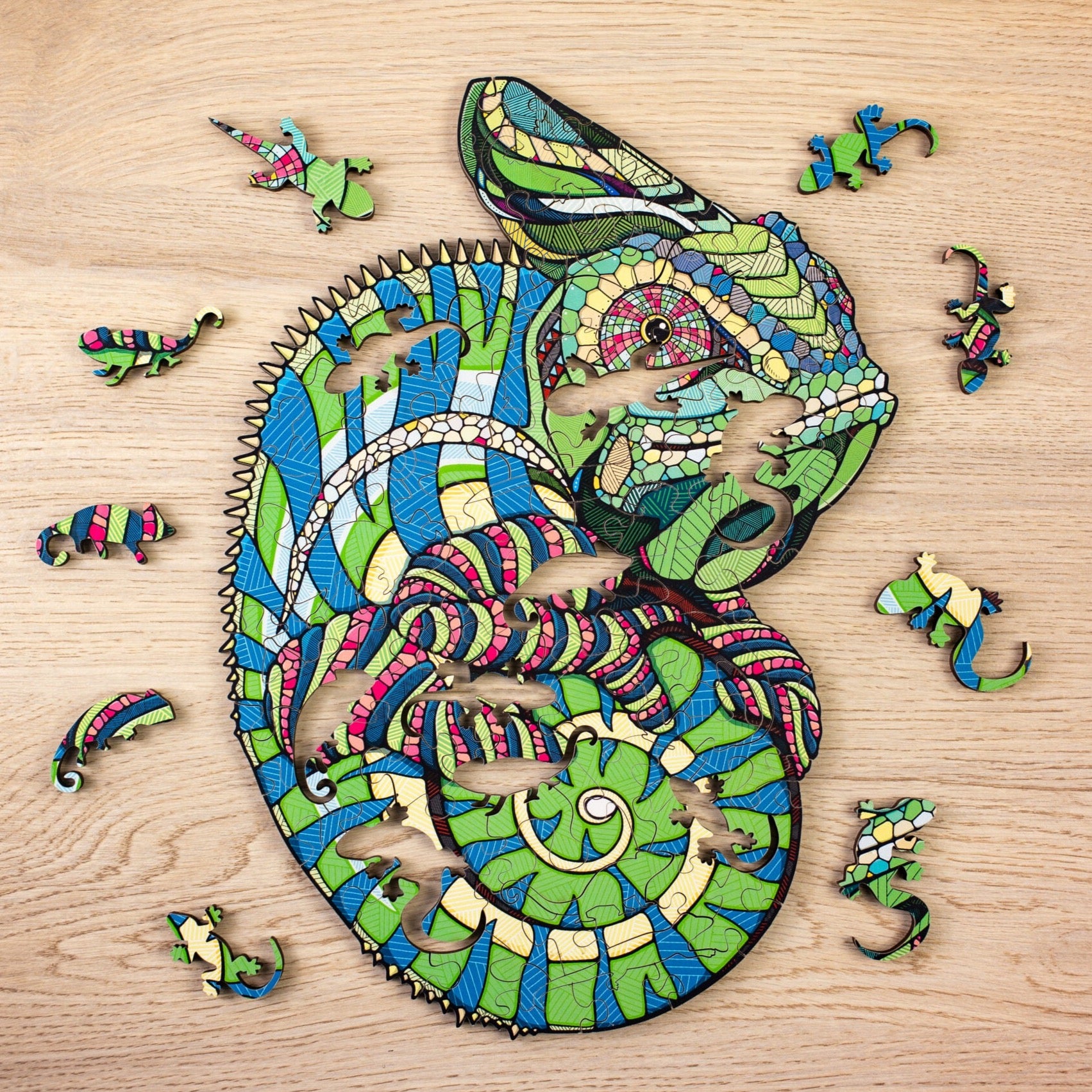 Caméléon Puzzle en bois-Eco-Wood-Art--